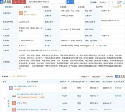 南都電源斥資1.5億元于揚州設立能源科技公司，布局新能源原動設備銷售